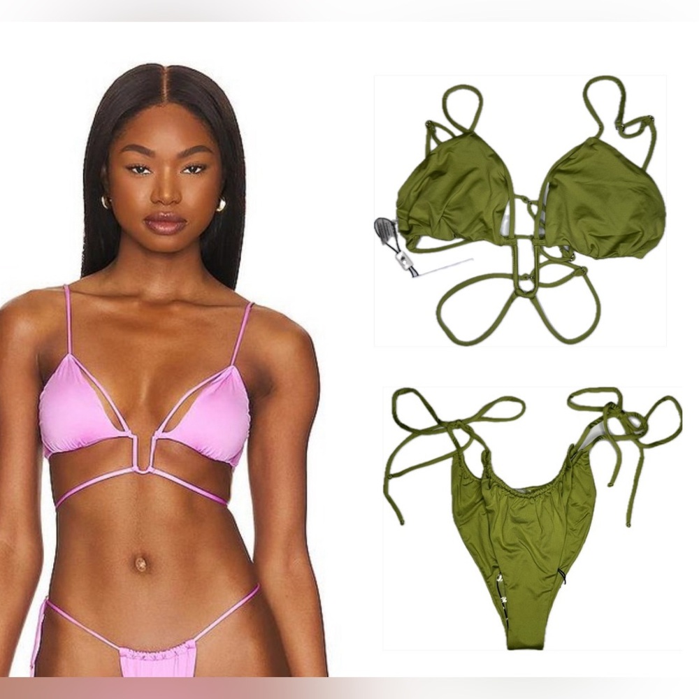 Monica Hansen Deep U Olive Green Bikini Set NWT Small